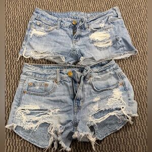 American Eagle Outfitters Ripped Blue Jean Shorts